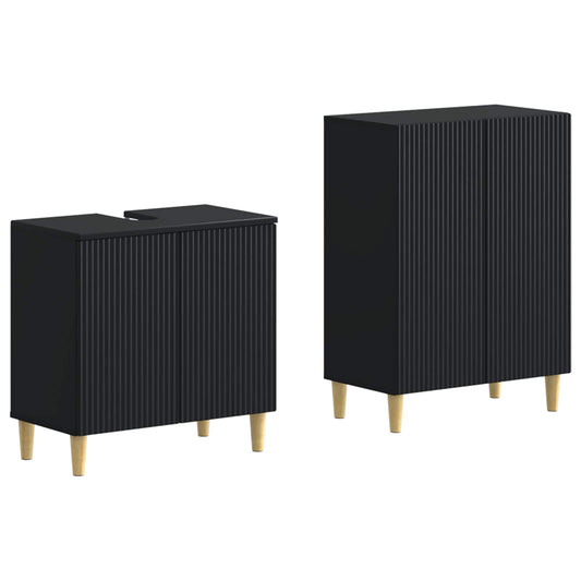 2 Piece Bathroom Cabinet Set ARNHEM Black Engineered Wood