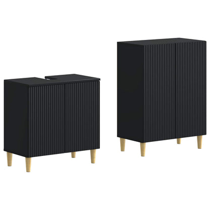 2 Piece Bathroom Cabinet Set ARNHEM Black Engineered Wood