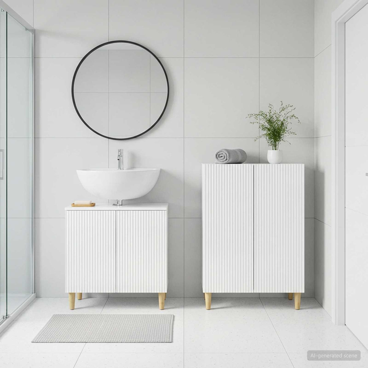2 Piece Bathroom Cabinet Set ARNHEM High Gloss White