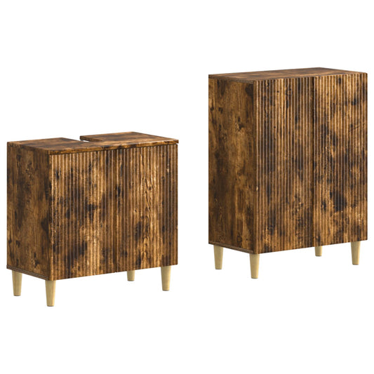2 Piece Bathroom Cabinet Set ARNHEM Smoked Oak Engineered Wood