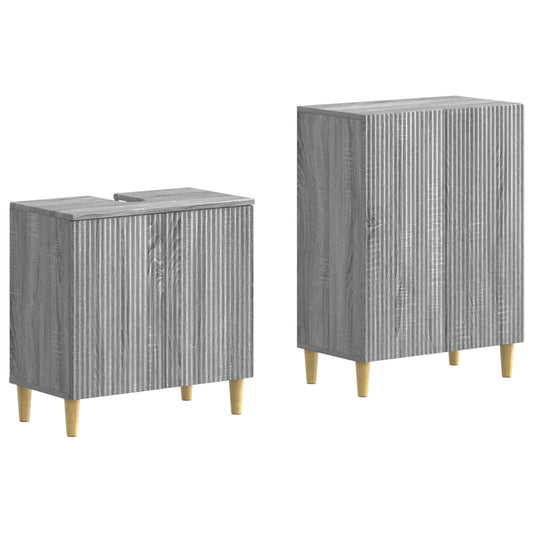 2 Piece Bathroom Cabinet Set ARNHEM Grey Sonoma Engineered Wood