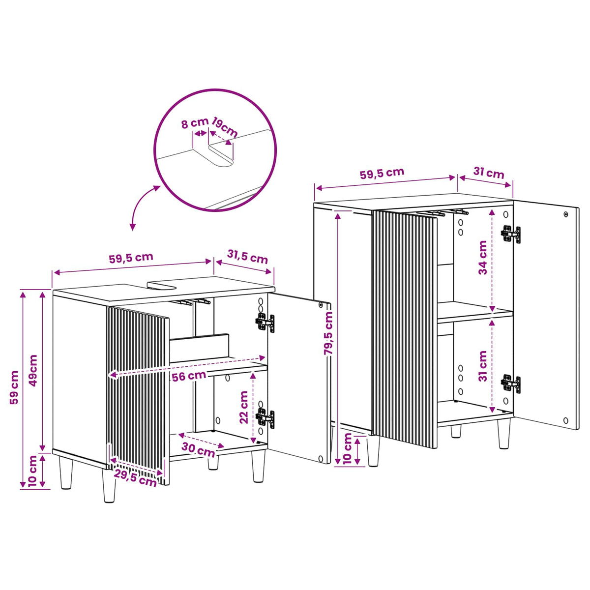 2 Piece Bathroom Cabinet Set ARNHEM Grey Sonoma Engineered Wood
