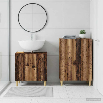 2 Piece Bathroom Cabinet Set ARNHEM Old Wood Engineered Wood
