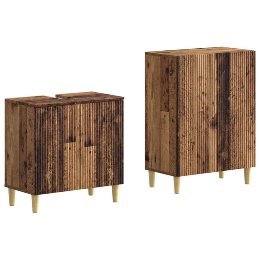 2 Piece Bathroom Cabinet Set ARNHEM Old Wood Engineered Wood