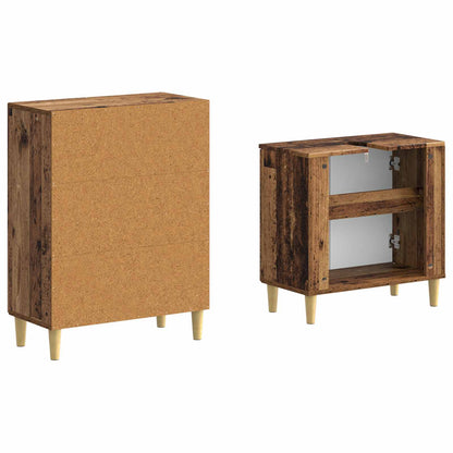 2 Piece Bathroom Cabinet Set ARNHEM Old Wood Engineered Wood