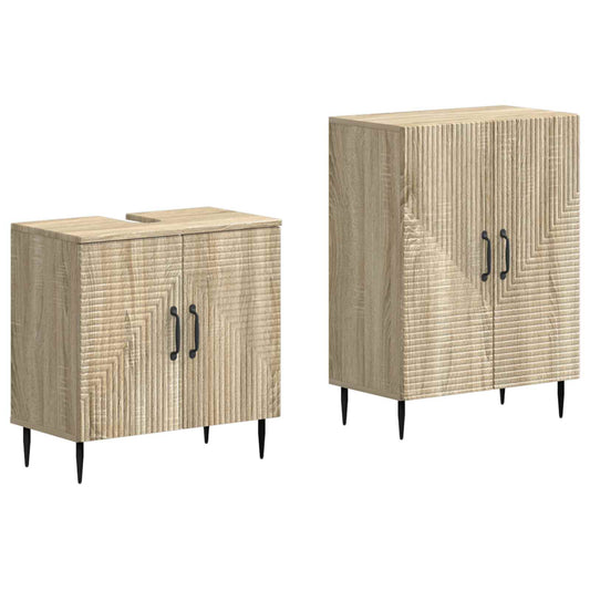 2 Piece Bathroom Cabinet Set HAARLEM Sonoma Oak Engineered Wood