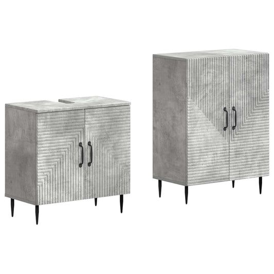 2 Piece Bathroom Cabinet Set HAARLEM Concrete Grey