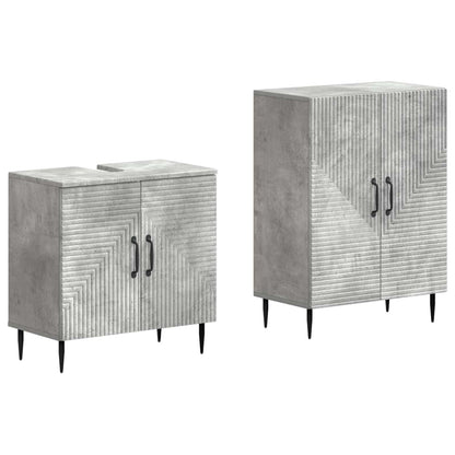 2 Piece Bathroom Cabinet Set HAARLEM Concrete Grey