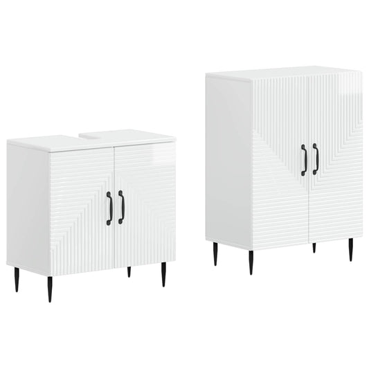 2 Piece Bathroom Cabinet Set HAARLEM High Gloss White