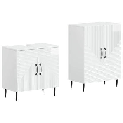 2 Piece Bathroom Cabinet Set HAARLEM High Gloss White