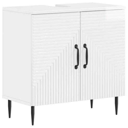 2 Piece Bathroom Cabinet Set HAARLEM High Gloss White
