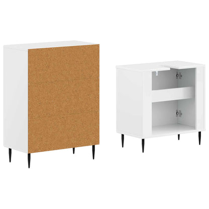 2 Piece Bathroom Cabinet Set HAARLEM High Gloss White