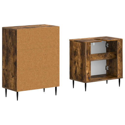 2 Piece Bathroom Cabinet Set HAARLEM Smoked Oak Engineered Wood