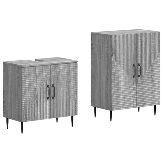 2 Piece Bathroom Cabinet Set HAARLEM Grey Sonoma