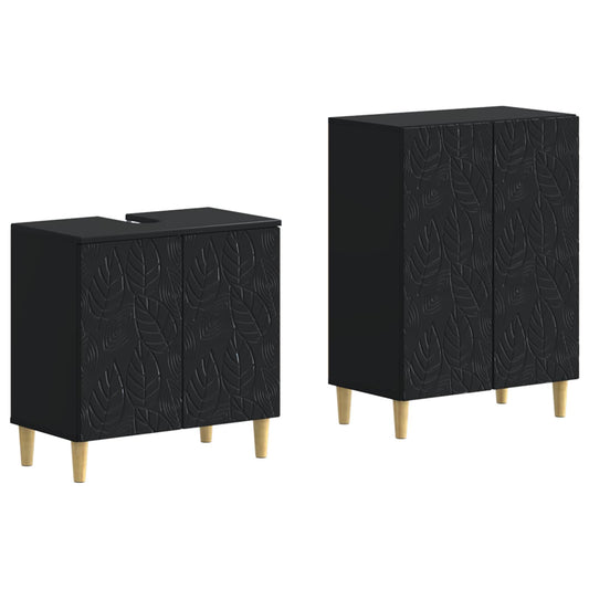 2 Piece Bathroom Cabinet Set DELFT Black Engineered Wood