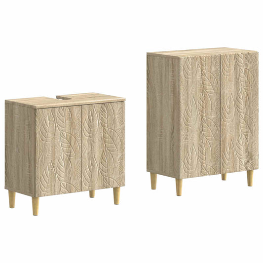 2 Piece Bathroom Cabinet Set DELFT Sonoma Oak Engineered Wood