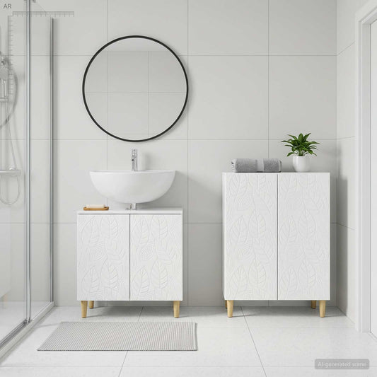 2 Piece Bathroom Cabinet Set DELFT High Gloss White