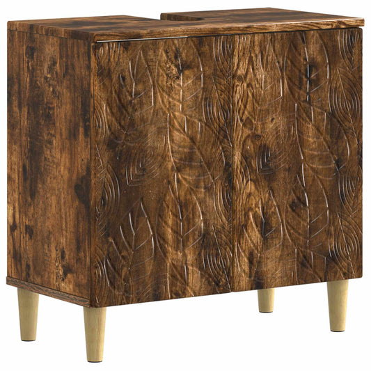 2 Piece Bathroom Cabinet Set DELFT Smoked Oak Engineered Wood