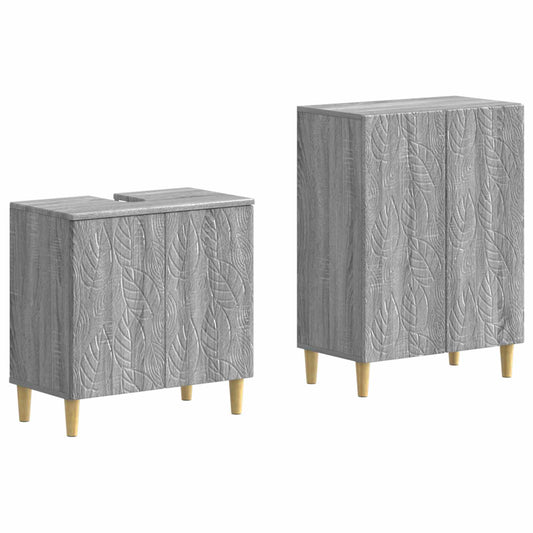 2 Piece Bathroom Cabinet Set DELFT Grey Sonoma Engineered Wood