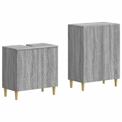 2 Piece Bathroom Cabinet Set DELFT Grey Sonoma Engineered Wood
