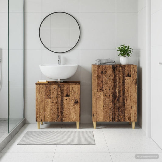 2 Piece Bathroom Cabinet Set DELFT Old Wood Engineered Wood