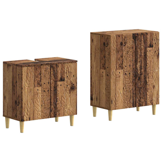 2 Piece Bathroom Cabinet Set DELFT Old Wood Engineered Wood