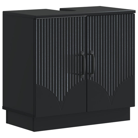 2 Piece Bathroom Cabinet Set HOORN Black Engineered Wood