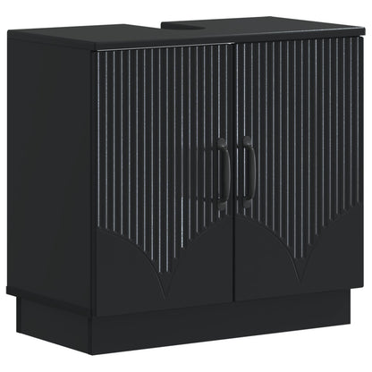 2 Piece Bathroom Cabinet Set HOORN Black Engineered Wood