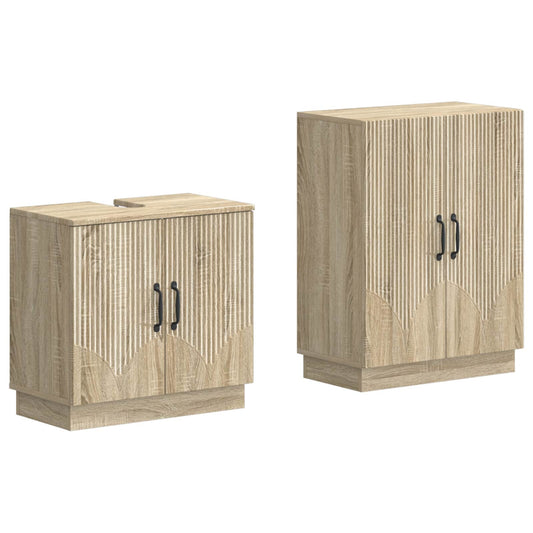2 Piece Bathroom Cabinet Set HOORN Sonoma Oak Engineered Wood