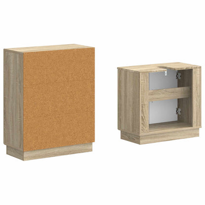 2 Piece Bathroom Cabinet Set HOORN Sonoma Oak Engineered Wood