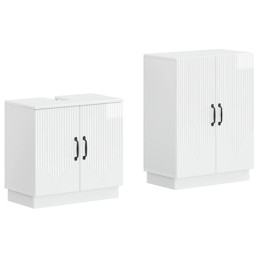 2 Piece Bathroom Cabinet Set HOORN High Gloss White