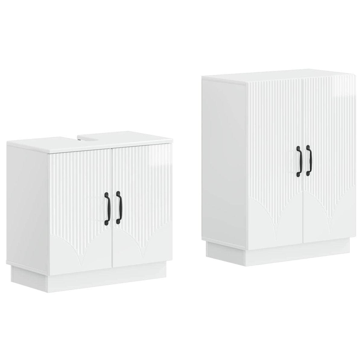2 Piece Bathroom Cabinet Set HOORN High Gloss White