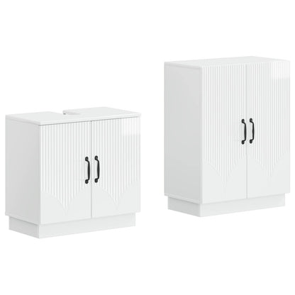 2 Piece Bathroom Cabinet Set HOORN High Gloss White