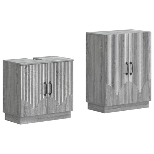 2 Piece Bathroom Cabinet Set HOORN Grey Sonoma Engineered Wood