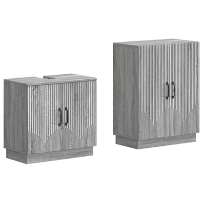 2 Piece Bathroom Cabinet Set HOORN Grey Sonoma Engineered Wood