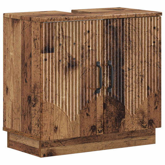 2 Piece Bathroom Cabinet Set HOORN Old Wood Engineered Wood