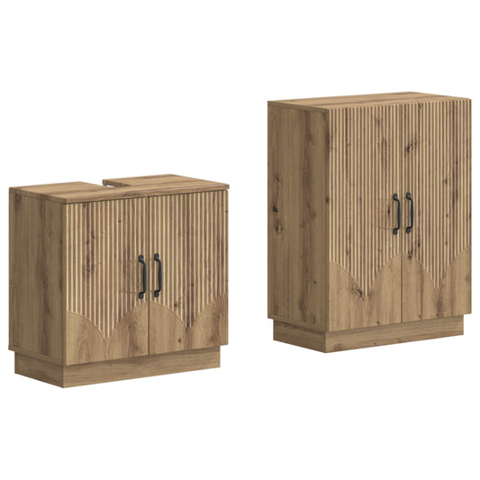 2 Piece Bathroom Cabinet Set HOORN Artisan Oak Engineered Wood