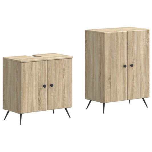 2 Piece Bathroom Cabinet Set BREDA Sonoma Oak Engineered Wood