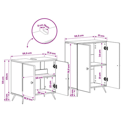 2 Piece Bathroom Cabinet Set BREDA Sonoma Oak Engineered Wood