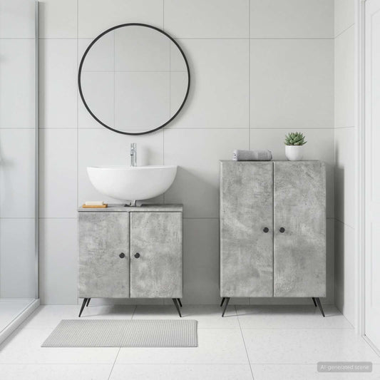2 Piece Bathroom Cabinet Set BREDA Concrete Grey