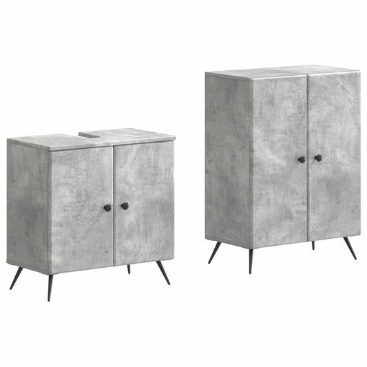 2 Piece Bathroom Cabinet Set BREDA Concrete Grey