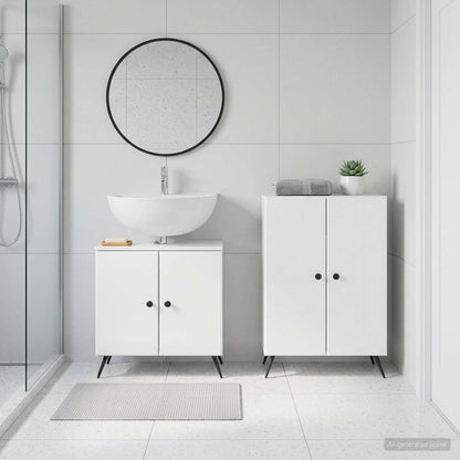 2 Piece Bathroom Cabinet Set BREDA High Gloss White
