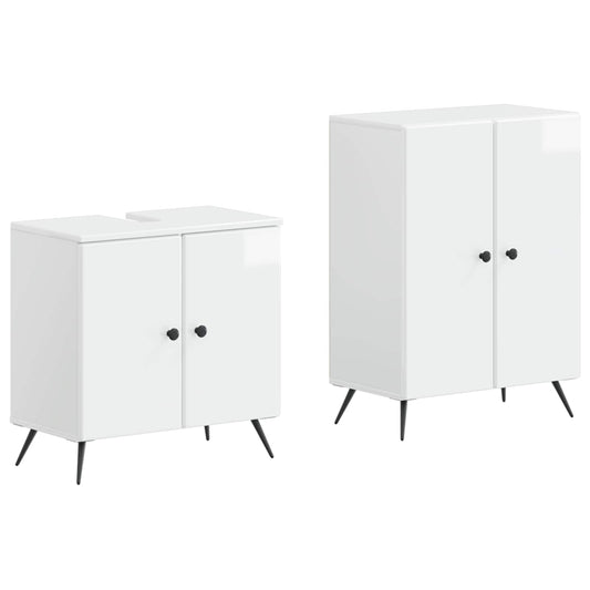 2 Piece Bathroom Cabinet Set BREDA High Gloss White