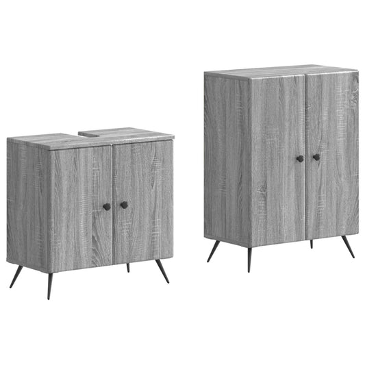 2 Piece Bathroom Cabinet Set BREDA Grey Sonoma Engineered Wood