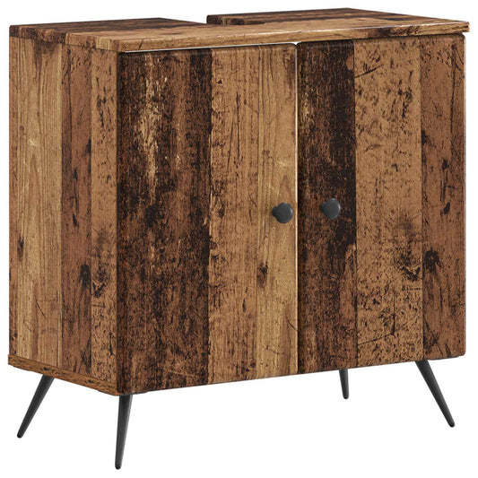 2 Piece Bathroom Cabinet Set BREDA Old Wood Engineered Wood