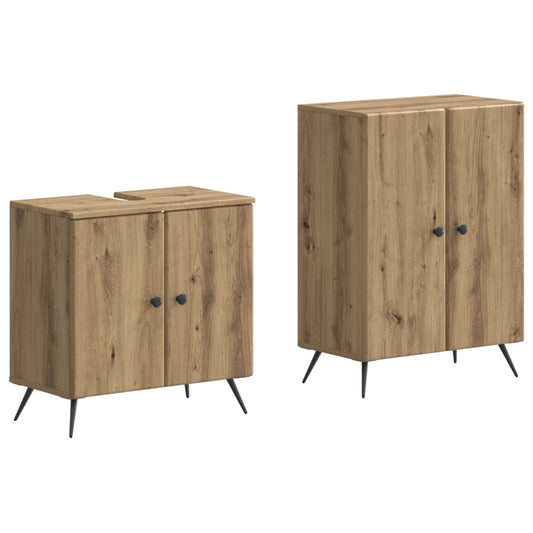 2 Piece Bathroom Cabinet Set BREDA Artisan Oak Engineered Wood