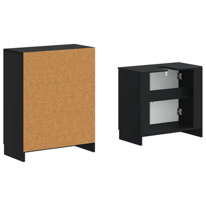2 Piece Bathroom Cabinet Set UTRECHT Black Engineered Wood