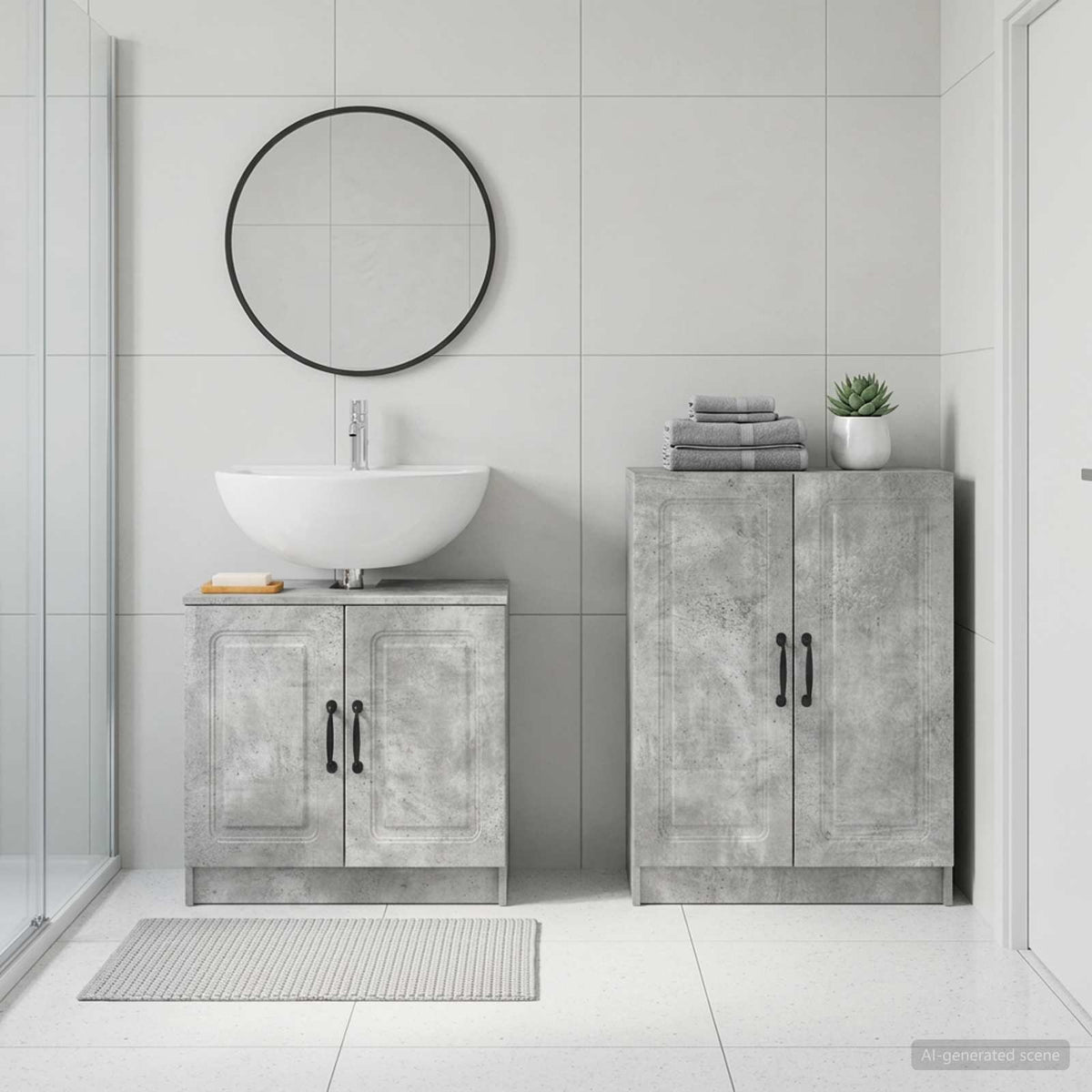 2 Piece Bathroom Cabinet Set UTRECHT Concrete Grey