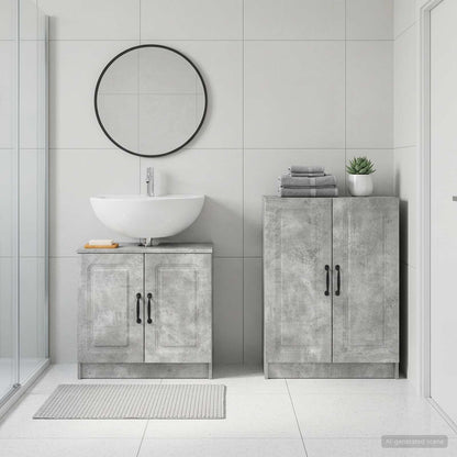 2 Piece Bathroom Cabinet Set UTRECHT Concrete Grey