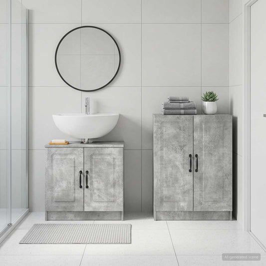 2 Piece Bathroom Cabinet Set UTRECHT Concrete Grey